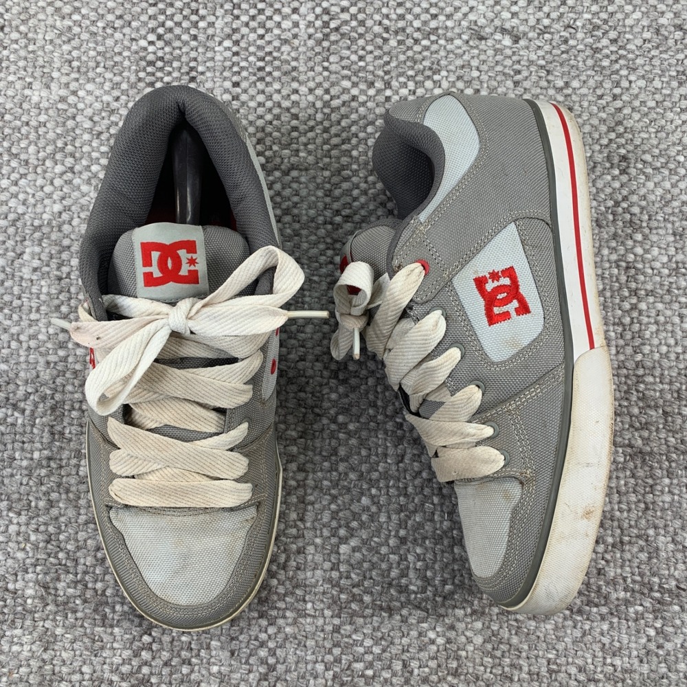 DC Shoes Pure TX Mens Size 12 Grey Red Canvas Skateboarding Sneakers 302907